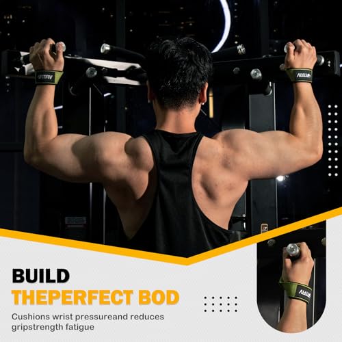 Lifting Straps for Weightlifting, Lifting Wrist Straps for Gym Strength Training, Neoprene-padded Wrist Cushion - Men & Women - color: Green