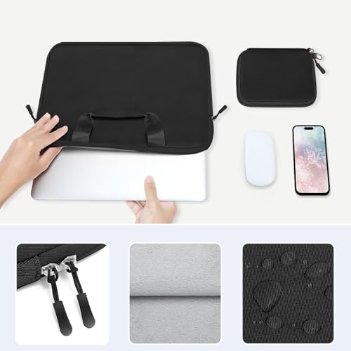 MOSISO Laptop Case 16 inch, 15-15.6 inch Laptop Sleeve Carry Computer Bag | Compatible with MacBook Pro 16, HP Acer Dell Lenovo ASUS, Neoprene Bag with Handle&Detachable Small Case, Black - color: Black, size: 16 inch