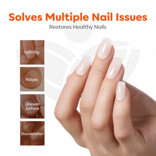 Modelones Nail Strengthener Kits, Milky White Glitter Pink Nude Nail Polish | Nail Repair for Damaged Nails Strengthener and Growth for Thin Weak Damaged Nail Toenails Care Kit Women 4 Pcs Gifts Sets - color: D1-White Pink Nude