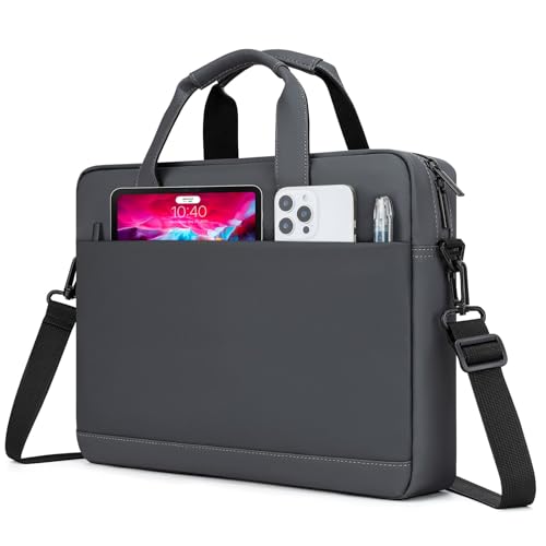 14 15 inch Laptop Carrying Shoulder Bag Waterproof Briefcase Compatible with MacBook Acer ASUS HP Surface Dell Chromebook, Gray - color: Gray, size: 14"-15"