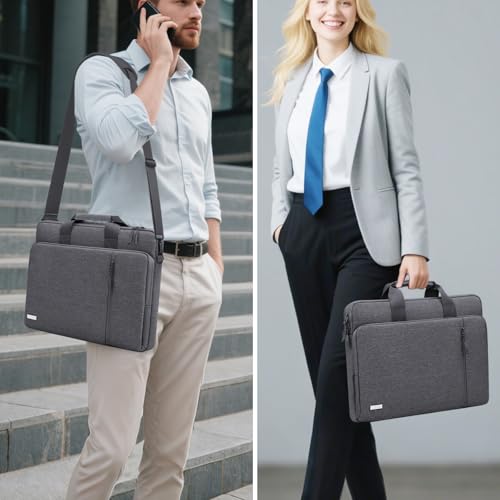 TECOOL 14 Inch Laptop Bag, 360 Protective Case Sleeve Messenger Bag | Waterproof Computer Briefcase with Shoulder Strap for 14 Inch Acer ASUS Lenovo HP Dell Laptop, MacBook Air 15,Dark Grey - color: Dark Grey, size: 14-15 Inch