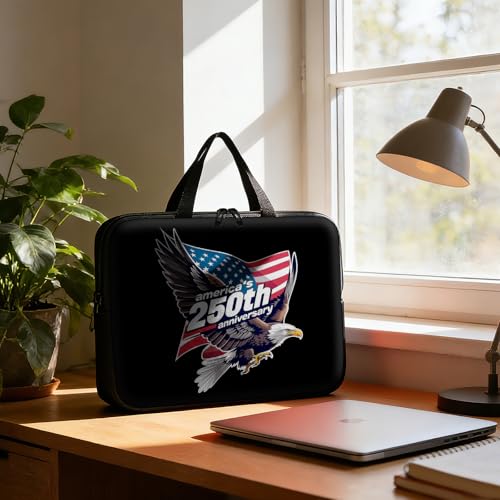 Laptop Bag 17 Inch,Resistant Shockproof Laptop Sleeve Case Protective Cover Carrying Case with Handle Compatible for HP Dell Lenovo Acer Asus Notebook Computer,America 250 Eagle Flag - color: America 250 Eagle Flag, size: 17-17.3 in