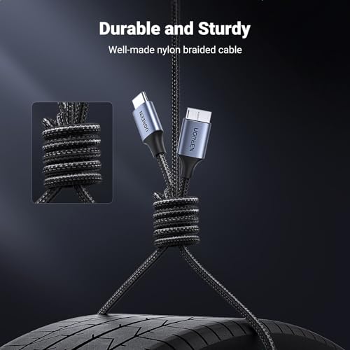 UGREEN 10Gbps USB C to Micro B Cable 3.3FT for External Hard Drive | 10Gbps transfer speed, braided shield, 40000+ bend tests, aluminum alloy shell, wide device compatibility - size: 3.3 FT
