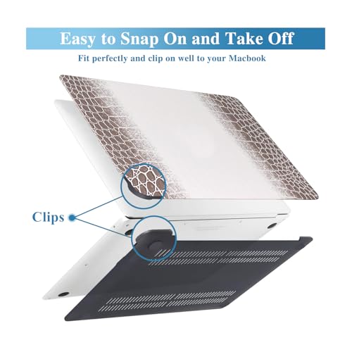 Crocodile Case for MacBook Air 13 Inch 2021 2020 2019 2018 M1 A2337 A2179 A1932, MacBook Air M1 Case, Aligator Skin Snakeskin PU Leather Hardshell & Keyboard Cover for Mac Air 13.3, Brown White - color: ## Brown White Crocodile
