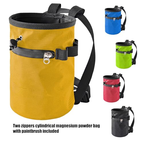 Rock Climbing Chalk Bag & Zippers Pockets Adjustable Bouldering Chalk Bag Bucket for Gym Climbing Gymnastic Bouldering Bucket - color: Sky Blue