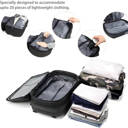 60L Vacuum Compression Backpack with Wheels Expandable Men Waterproof Carry On Luggage Travel Backpacks 17 inch Laptop Backpack Flight Approved (No Pump)
