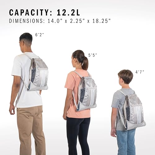 adidas Alliance Sackpack – Drawstring Backpack for Sports, Small Gym Bag, Sandy Pink/White/2, OSFA - color: Sandy Pink/White/2