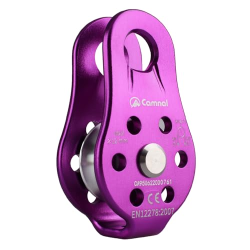 JEELAD 26kN Climbing Pulley Aluminum Alloy Rescue Pulley Single Sheave for Hauling Outdoor Zipline Climbing Rigging - color: 01 Purple - 26kN
