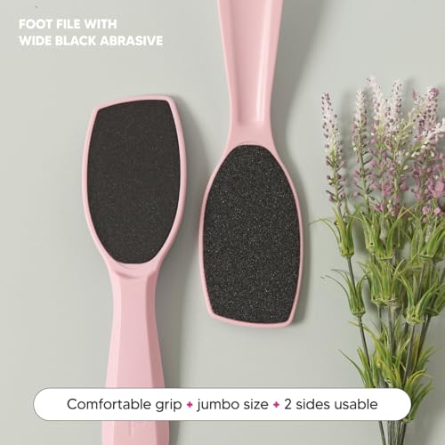 Wide Emery Foot File(Pink), Double-Sided Pedicure Tool, Colossal Professional Foot Scrubber for Men & Women, Effective for Cracked Heel, Callus Remover - color: Pink