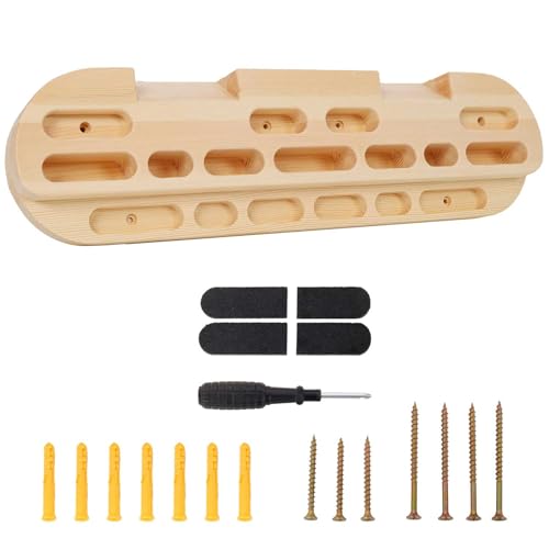 Portable Wooden Climbing Hangboard – Door Mounted Fingerboard for Grip Strength Training, Jugs, Slopers & Edges for Beginners to Pro Climbers, Home Bouldering Workout Gear