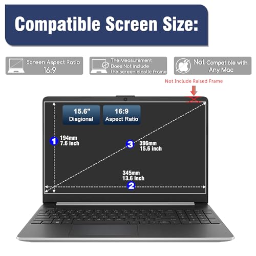15.6 inch Laptop Screen Protector Tempered Glass Compatible with Other All 15.6" Laptops Portable Monitor with 16:9 Aspect Ratio,(345x194 / W x H)-Ultra Clear & 9H Hardness ,15.6 Tempered Glass Shield - size: Glass-15.6-Inch 16:9