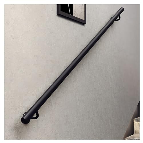 Metal Stair Railing with 2 Brackets Round Tube Wall il for Indoor/Outdoor Staircase Railing Kit for Balconies Terraces & Villas (80cm/2.6ft) - size: 80cm/2.6ft