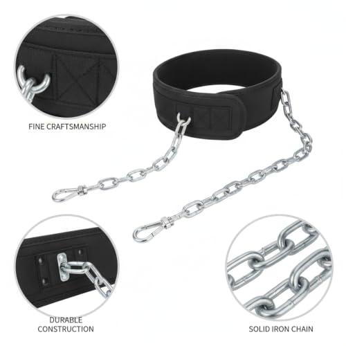 Home Gym Pull Up Station Accessory: Weighted Dip Belt with Heavy Duty Iron Chain for Strength Training - size: 7.87 x 0.79 x 0.79 in