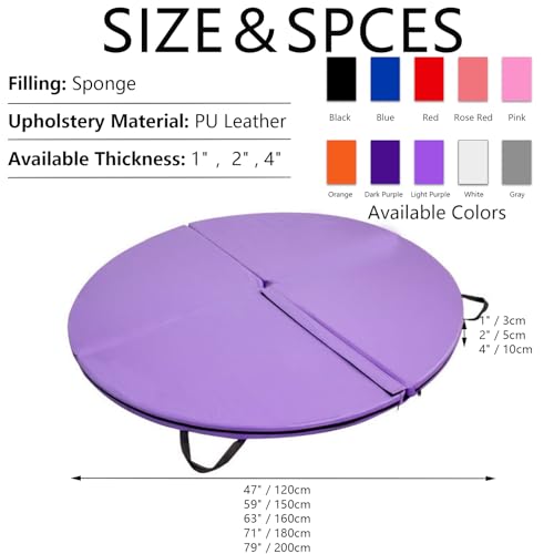 Foldable Pole Crash Mat, Pole Dance Mat, Anti-Collision Cushioned PU Leather Mat for Yoga, Gymnastics, Pole Dancing Blue 2" Tx4.9'W