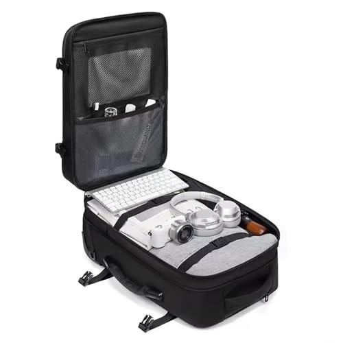60L Vacuum Compression Backpack with Wheels Expandable Men Waterproof Carry On Luggage Travel Backpacks 17 inch Laptop Backpack Flight Approved (No Pump)