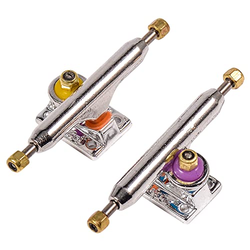 Fingerboard Trucks with Upgraded Urethane Bushings and Pivot Cup,34mm 32mm Width,Normal Kingpin (Silver, 32mm) - color: Silver, size: 32mm