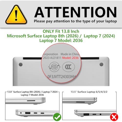 Fintie Case for 13.8 Inch Surface Laptop 8 2026 / Surface Laptop 7 2024 | Hard Shell, Slim Fit, Crystal Black - color: Crystal Black