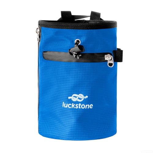Climbing Chalk Bag with Anti-Leak Drawstring, 420D Oxford Gym Chalk Container for Rock Climbing Bouldering Weightlifting, Adjustable Belt Large Opening Storage(Red) - size: Red