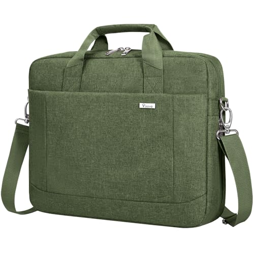 Voova 17.3-17 Inch Laptop Bag, Computer Bag, MacBook Bag, Army Green | Expandable splash-proof 17.3-inch laptop messenger bag with removable strap; fits MacBook, HP, Dell, Lenovo and Asus - color: Army Green, size: 17-17.3 Inch