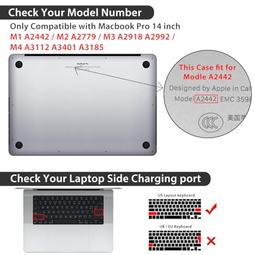 for with MacBook Pro 14 inch Case 2026-2021 M5 M4 M3 M2 M1 Pro/Max A3426 A3427 A3434 A3112 A3401 A2918 A2992 A2779 A2442, Hard Shell with Keyboard Cover+Protective Film, Conch - color: Conch