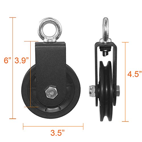 Cable Pulley - 3.54 In/90 mm 360 Degree Rotation Traction Wheel, Strong Bearing Capacity Pulley System for Home Gym and Lift Cable Machine - 2 Pack