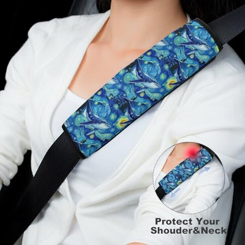 2 Pack Watercolor Dolphin Car Seat Straps Shoulder Pads Soft Padded Shoulder Harness Cover for Adult Use, Stroller Pushchair High Chair, Pressure Relief - color: Pattern 1216