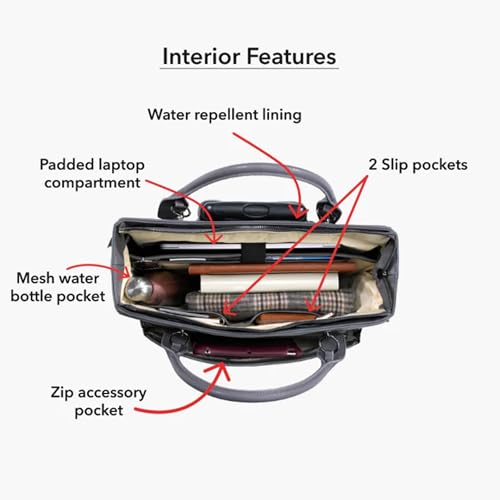 FRANCINE Roller Laptop Tote Bag 17 Inch – Rolling Laptop Tote for Women, Laptop Roller Bag with Trolley Handle (Grey) - color: Grey