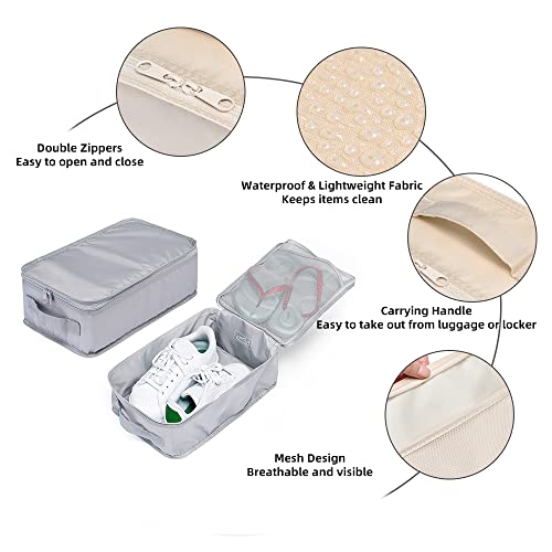 Travel Shoe Bags, Foldable Waterproof Shoe Pouches Organizer-Double Layer (2+2 Grey Shoebags) - color: Grey, size: 2+2 Packs