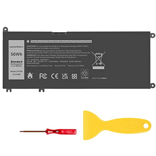 ASUNCELL 56WH 33YDH Battery for Dell Inspiron 17 7000 7786 7779 7773 7778 G3 3579 3779 G5 5587 G7 7588 15 7577 Latitude 13 3380 14 3490 15 3590 3580 99NF2 PVHT1 P72F P30E 81PF3 081PF3 P30E001 - size: 33YDH 8.94 × 4.96 × 0.71 in
