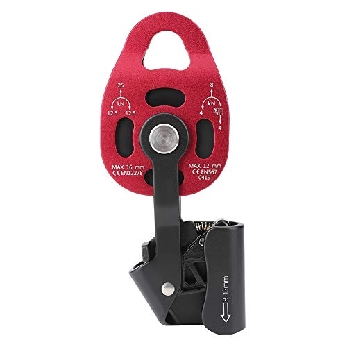 Climbing Pulley,4KN Aluminium Heavy Duty Single Swivel Rope Pulley Block for 8-12mm Rope Climbing Pulley