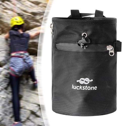Rock Climbing Chalk Bag Waist Belt Chalk Carrier Bag with Zipper Pocket for Fitness Bowling Gymnastics Gym Weight Lifting - color: Black