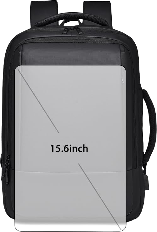 Laptop Backpack, Expandable Business Travel Bag, Water Resistant, USB Charging Port, Fits 15.6 Inch Laptop (Gray) - color: Gray