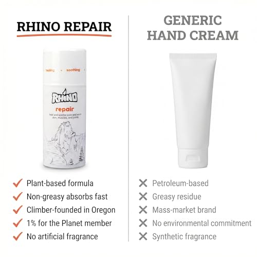 Rhino Skin Solutions Repair Cream Made for Your Adventure, Hand Repair Cream for Dry Cracked Hands, Non Greasy Hand Lotion with Honey and Tea Tree for Athletes and Workers, Made in USA (16 oz) - size: 16 Ounce (Pack of 1)