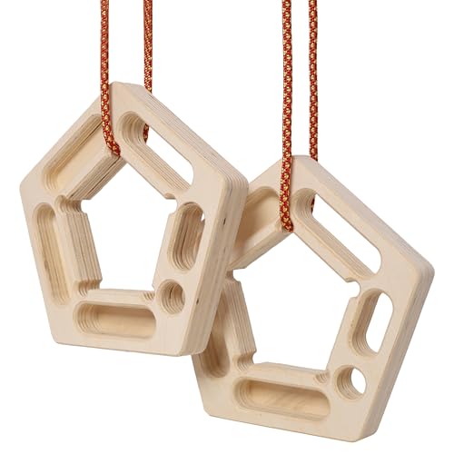 Climbing Hangboard Rock Climbing Fingerboard Wooden 2PACK Premium Grip Trainer for Novice & Seasoned Climbers Home Outdoor Use Non-Slip Durable Lightweight 250g with Installation Rope