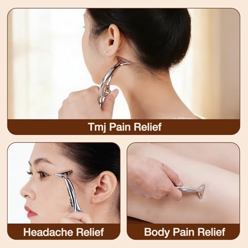 All in 1 Trigger Point Massage Tool TMJ Tension Relif Face Gua Sha | Deep Tissue Acupressure Tool Pressure Point Muscle Tension Relief Fascia Release TMJ Pain Relief Facial Neck Gua Sha Tool