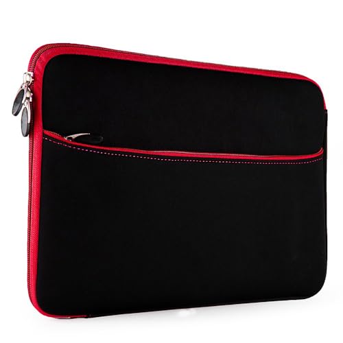 13 Inch Laptop Carrying Sleeve Neoprene Water Resistant Bag with Accessories Pocket-Compatible with AirBook 13 (Red) - color: Black/Red