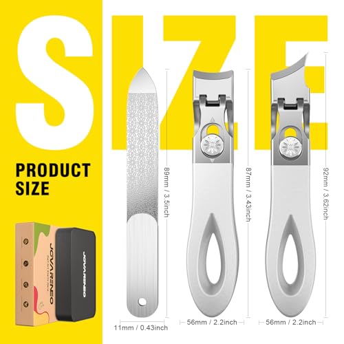 Toenail Clippers for Thick Toenails, Wide Jaw Opening Nail Clippers for Men, Heavy Duty Ingrown Toenail Clippers Nail Cutters, Eagle Beak Slanted Nail Clippers，3-Piece Set with Case - size: 2PCS Slanted & Curved