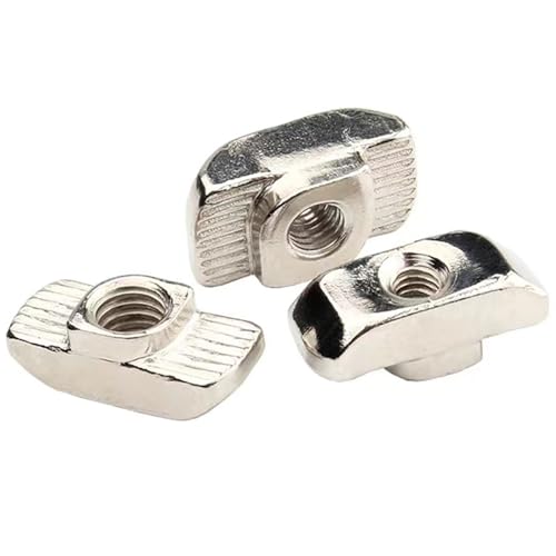 50 Pcs 2020 Series M5 T Nuts, T Slot Nut Hammer Head Fastener Nut, Nickel Plated Carbon Steel Nut for European Aluminum Profile,Drop in T Slot Nuts Assortment Kit(20-M5) - size: 20-M5（50 Pcs）