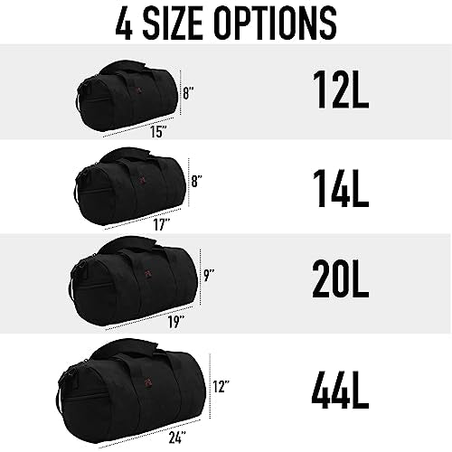 Rothco Heavy-Duty Canvas Shoulder Duffle Bag - Rugged Travel Gym Gear Equipment Bag - color: Black, size: 19 Inches