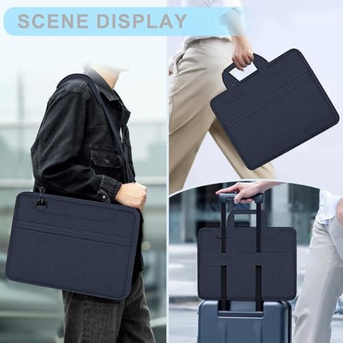 Hseok Laptop Shoulder Bag 17-17.3 inch Case, Durable Shockproof Protective Briefcase with Multi-Pockets Compatible with Lenovo Most 17-17.3 inch HP Acer Dell ASUS MSI Notebooks,Dark blue - color: Dark Blue, size: 17-17.3"