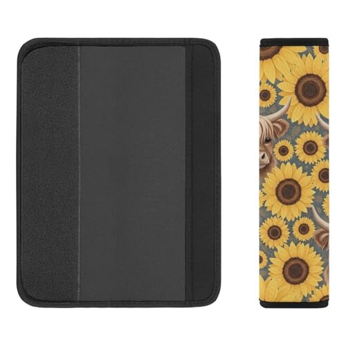 2 Pack Highland Cow Sunflowers Car Seat Straps Shoulder Pads Universal Fit Neck Strap Covers for Adults and Children, All Vehicles, Pressure Relief - color: Pattern 429