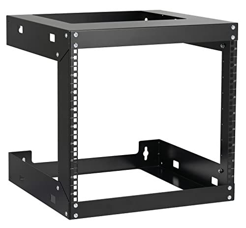 9U Wall Mount Rack Open Frame 19 Inch Server Equipment 2 Post Network Cabinet 18 inches Depth Black by Tedgetal - color: 9U