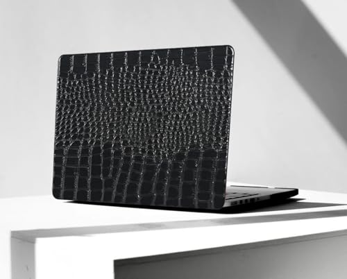 Crocodile Case for MacBook Air 13 Inch 2021 2020 2019 2018 M1 A2337 A2179 A1932, MacBook Air M1 Case, Aligator Skin Snakeskin PU Leather Hardshell & Keyboard Cover for Mac Air 13.3, Shiny Black - color: # Shiny Black Crocodile