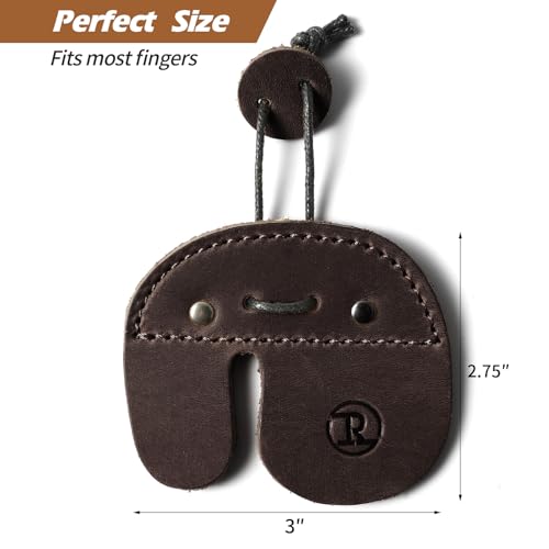 Leather Archery Finger Tabs,Handmade Archery Finger Guard for Shooting Practice Gear, Recurve Bow Fingers Tab - color: Red Brown