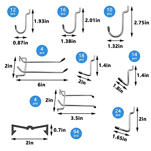 258pcs Pegboard Hooks And Accessories Set, Wall Organizer For Garage | Peg board hooks and bins set, fits 1/8, 1/4 inch boards, with peg locks, for garage, workshop, tool storage