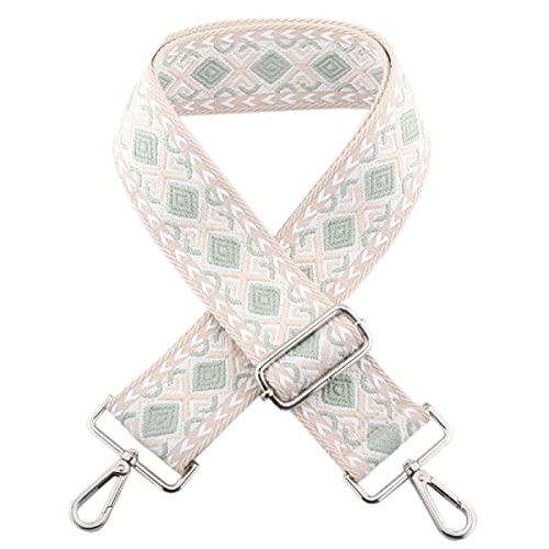 Wide Replacement Shoulder Strap Adjustable Crossbody Canvas Webbing for Messenger Bag Laptop Computer Bag - color: #3 - Khaki & Green Rhombus