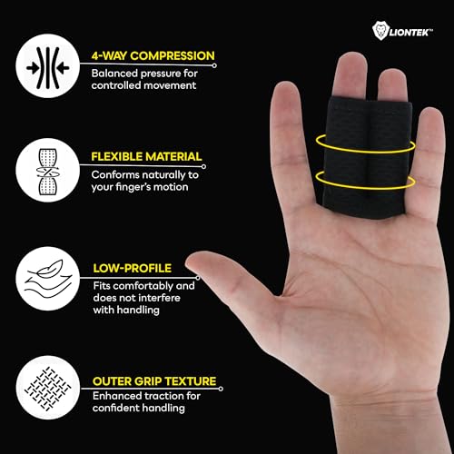 LIONTEK Double Flow Finger Sleeve V3 Pair — Joint Support & Compression for Activity, BJJ, Fitness, Volleyball, Basketball, and More (Large) - size: Large
