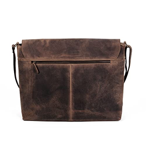 Leather messenger satchel laptop briefcase for men and women best handmade buffalo office computer bag - size: 16 Inches