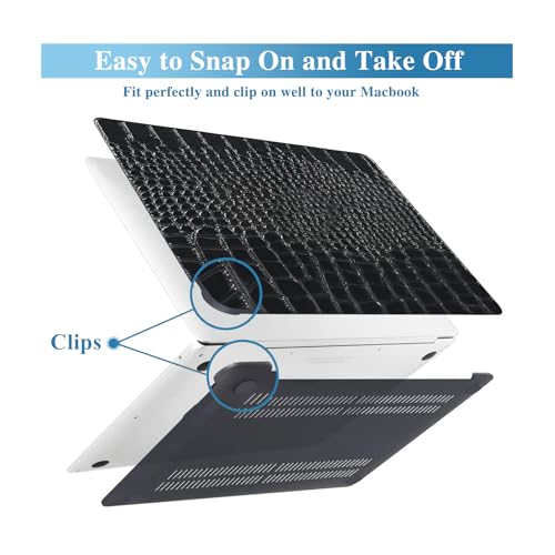 Crocodile Case for MacBook Air 13 Inch 2021 2020 2019 2018 M1 A2337 A2179 A1932, MacBook Air M1 Case, Aligator Skin Snakeskin PU Leather Hardshell & Keyboard Cover for Mac Air 13.3, Shiny Black - color: # Shiny Black Crocodile