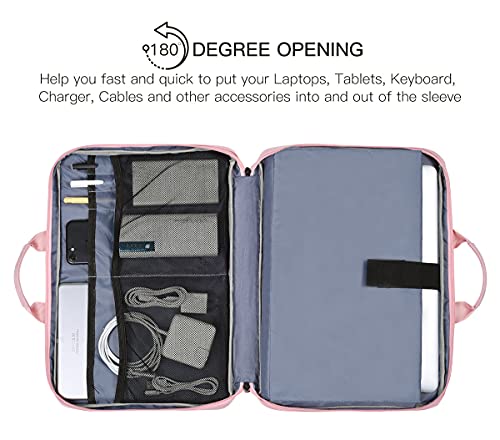 15.6 Inch Laptop Sleeve TSA Case Women Ladies Bag for Macbook Pro 16" M5 M4 M3 M2 M1, Lenovo Ideapad 15.6", HP Envy/Victus 15.6, Dell Inspiron 15, Acer Aspire/Nitro 15, ASUS MSI Macbook 15 Case, Pink - color: Pink, size: 15.6 Inch
